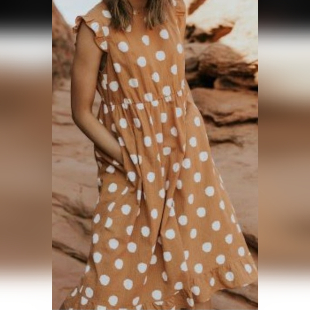 Roolee - The Josie Maxi Orange and White Polka Dot Dress Size Small